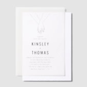 ミニマリストが手をつないで結婚式 ベラム紙招待状 (オフセット)