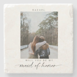 ミニマリストが私のメイド・オブ・オーナー（花嫁付き添い人）写真シック ストーンコースター