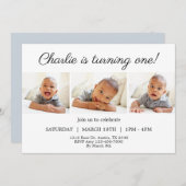 ミニマリストが1枚の写真を撮る1st誕生日インビタティ 招待状 (正面/裏面)