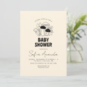 ミニマリストきのこの赤ちゃんシャワー 招待状 (スタンド正面)