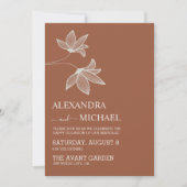 ミニマリストさび焦げオレンジのテラコッタ結婚のInv 招待状 (正面)