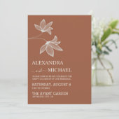 ミニマリストさび焦げオレンジのテラコッタ結婚のInv 招待状 (スタンド正面)