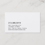 ミニマリストすし日本のレストランシェフケータリング 名刺 (裏面)