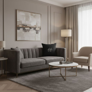 ミニマリストでかわいいエレガントなスクリプト　ブラック＆ホワイト クッション