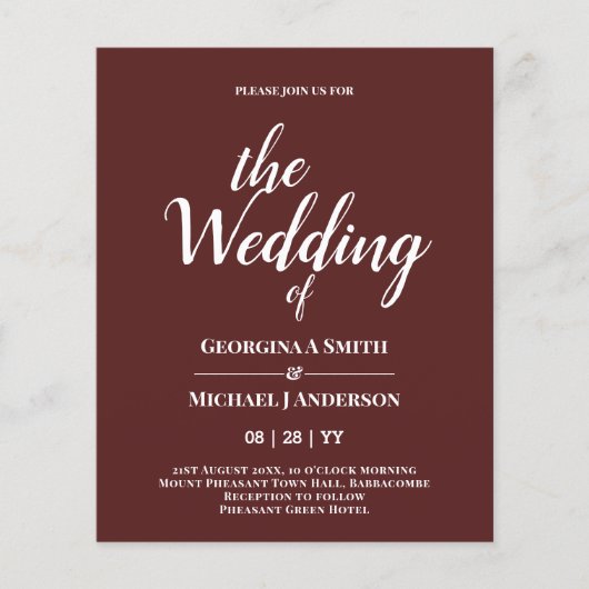 ミニマリストで大胆なタイポグラフィーの結婚式招待状 チラシ (正面)