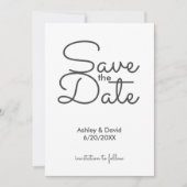 ミニマリストで素朴な手書きのSave the Dateカード 招待状 (正面)