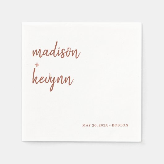 ミニマリストとシックなテラコッタ | ナプキ結婚ンス スタンダードカクテルナプキン (正面)