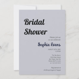 ミニマリストとシンプルクラウドグレーブライダルシャワー 招待状