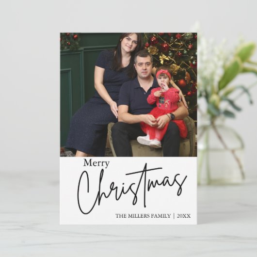 ミニマリストとシンプルクリスマスフォトコラージュ 招待状 (スタンド正面)