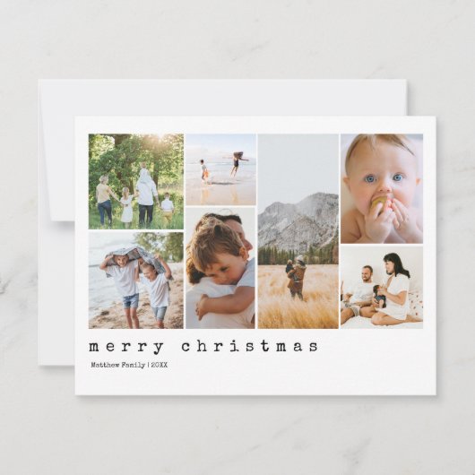 ミニマリストとシンプルタイプライターのクリスマスフォト シーズンカード (正面)