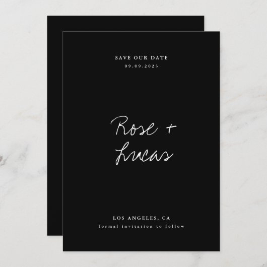 ミニマリストとトレンディーウェディング日付を保存 招待状 (正面/裏面)