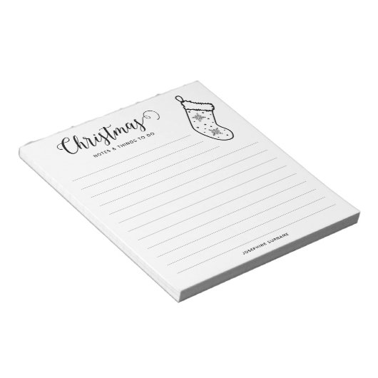 ミニマリストとフェスティバルクリスマスストッキングラインアート ノートパッド (アングル)