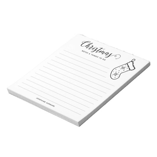 ミニマリストとフェスティバルクリスマスストッキングラインアート ノートパッド (回転)