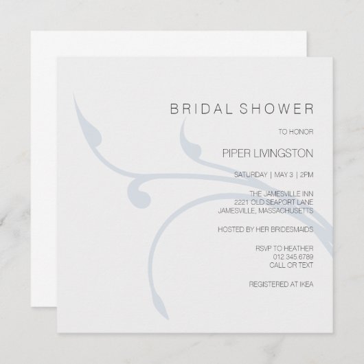 ミニマリストとモダンブライダルシャワー招待状 招待状 (正面/裏面)