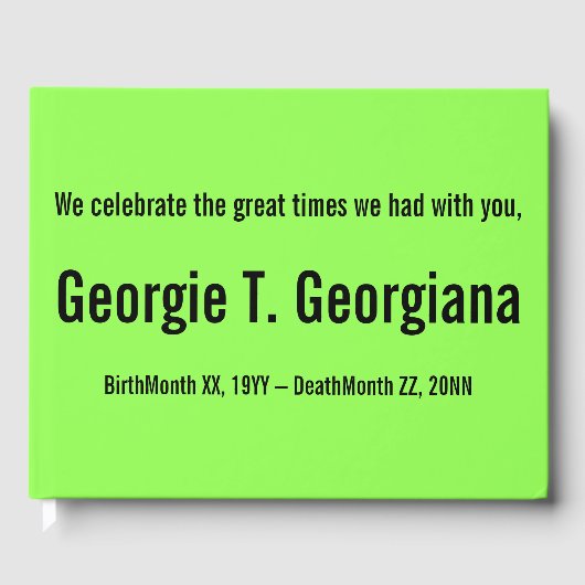 ミニマリストと保守的な葬儀ゲストブック ゲストブック (正面)