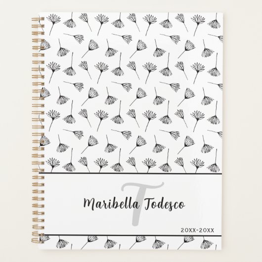 ミニマリストと繊細なダンデリオンアートスタイル プランナー手帳 (正面)