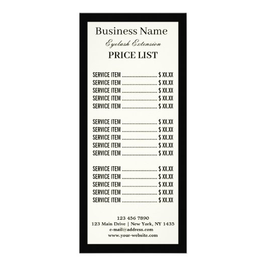 ミニマリストなまつげ延長価格一覧ラックカード ラックカード (正面)