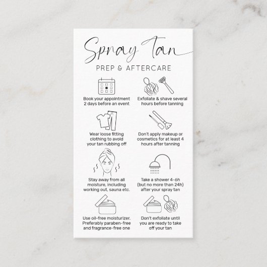 ミニマリストなめしサロンアフターケアの指示 名刺 (正面)