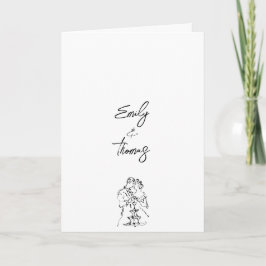ミニマリストなインク手描きイラスト 結婚式 プログラム