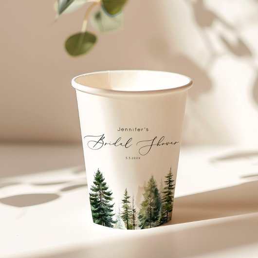 ミニマリストなエレガントなフォレストスタイルのラスティックウェディングシャワー 紙コップ