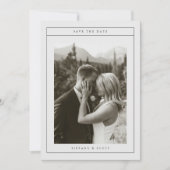 ミニマリストなエレガントなモノクロ写真の結婚式 セーブザデート (正面)