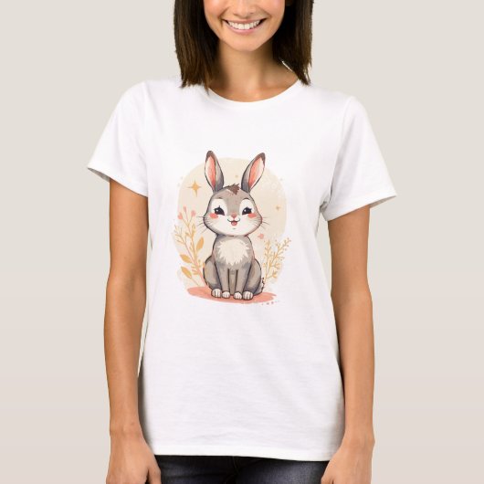 ミニマリストなクラシックうさぎデザイン Tシャツ (正面)