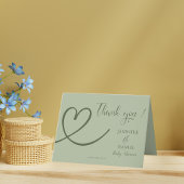 ミニマリストなセージグリーンのエレガントな現代のベイビーシャワー サンキューカード