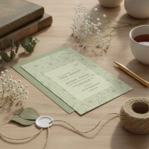 ミニマリストなセージグリーンのボヘミアンフラワーデザイン