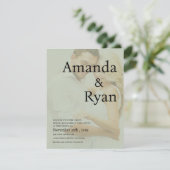 ミニマリストなセージグリーンの偽ヴェラム写真結婚式 招待状 (スタンド正面)