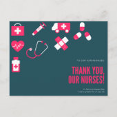 ミニマリストなターコイズとマゼンタのアイコニックな看護師への感謝 ポストカード (正面)