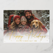 ミニマリストなハッピー ホリデーズ フォト グリーティング 箔シーズンカード (正面)