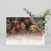 ミニマリストなハッピー ホリデーズ フォト グリーティング 箔シーズンカード (立ち正面)