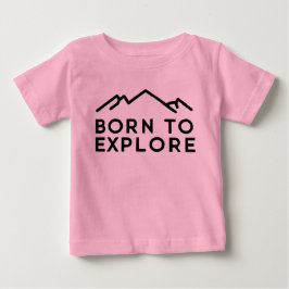 ミニマリストな山のシルエット Born To Explore ベビーTシャツ