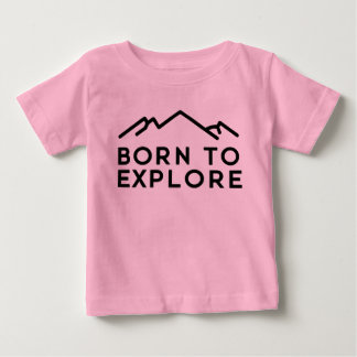 ミニマリストな山のシルエット Born To Explore ベビーTシャツ