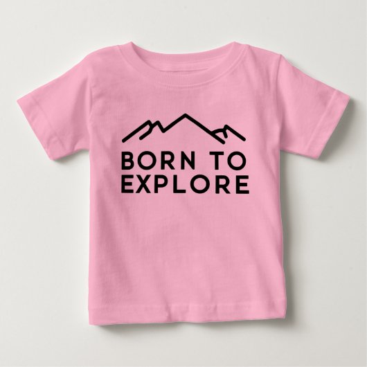 ミニマリストな山のシルエット Born To Explore ベビーTシャツ (正面)