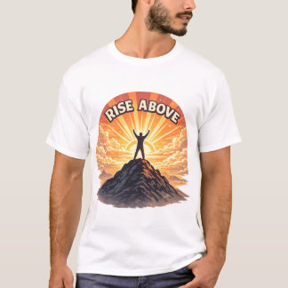 ミニマリストな山の日の出「上昇せよ」Tシャツ Tシャツ