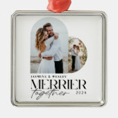 ミニマリストな幸せなクリスマス結婚式 メタルオーナメント (正面)