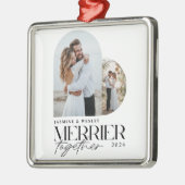 ミニマリストな幸せなクリスマス結婚式 メタルオーナメント (左)