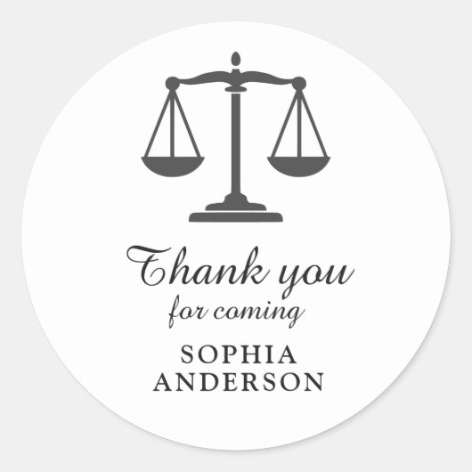 ミニマリストな感謝の天秤の法学卒業生 ラウンドシール (正面)