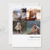 ミニマリストな新年の挨拶カード ボールド 4枚の写真グリッド シーズンカード (正面)