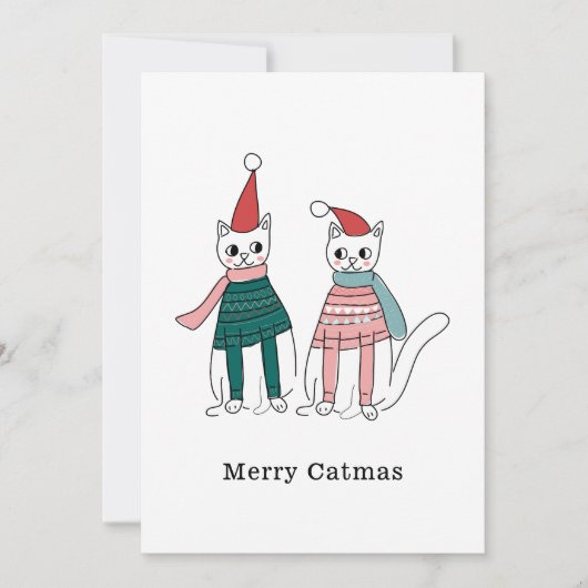 ミニマリストな猫のクリスマス シーズンカード (正面)