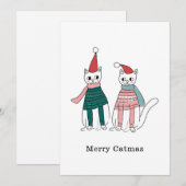 ミニマリストな猫のクリスマス シーズンカード (正面/裏面)