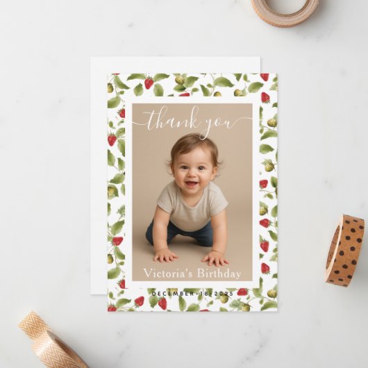 ミニマリストな白い枠の誕生日パーティーの写真 ノートカード (正面/裏面インサイチュ)