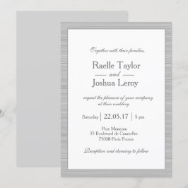 ミニマリストな白とグレーのストライプがモダンでおしゃれなウェディング 招待状