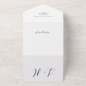 ミニマリストな白と黒の写真の結婚式 オールインワン招待状 (外側)