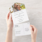 ミニマリストな白と黒の写真の結婚式 オールインワン招待状 (貼ってはがせる)