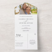 ミニマリストな白と黒の写真の結婚式 オールインワン招待状 (内側)