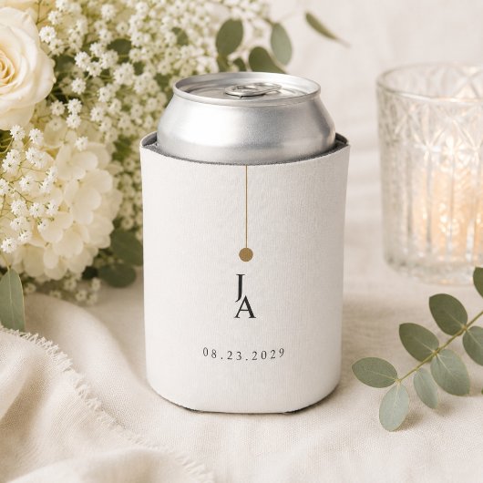 ミニマリストな結婚式モノグラム缶クーラー 缶クーラー