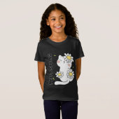 ミニマリストな美意識 Hello Spring 猫とデイジー Tシャツ (正面フル)