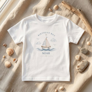 ミニマリストな航海誕生日+ヨット+コースト風 トドラーTシャツ